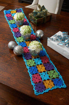 Holiday Party Table Runner in Red Heart Celebration - LW3632 - Downloadable PDF