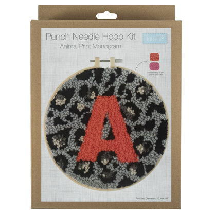 Trimits Animal Print Monogram Hoop Punch Needle Kit - 8in