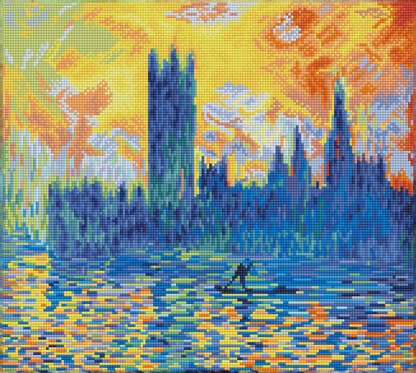 Diamond Dotz Diamond Painting Set Londoner Parlament im Winter