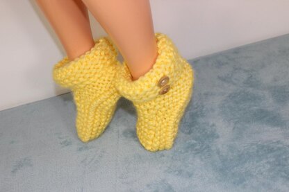 Ladies Super Chunky 2 Button Cuff Slipper Boots