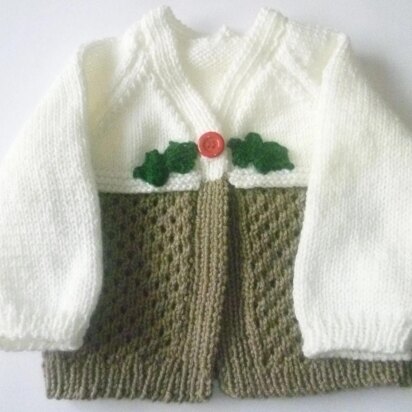 Christmas Pudding Baby Cardigan