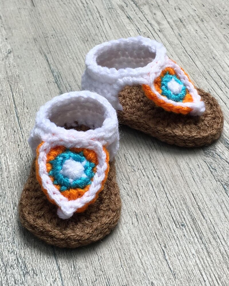 Boho Baby Sandals Crochet pattern by A Frayed Knot Boutique