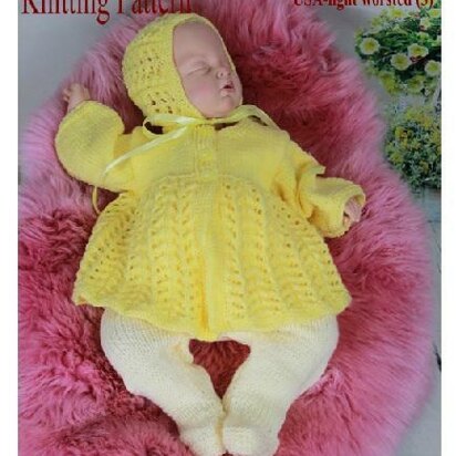 Knitting Pattern baby jcket, hat and leggings UK & USA Terms #352