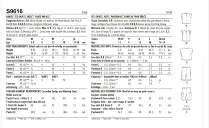 Simplicity Babies' Tee-Shirts, Jacket, Pants and Hat S9616 - Paper Pattern, Size XS-S-M-L-XL