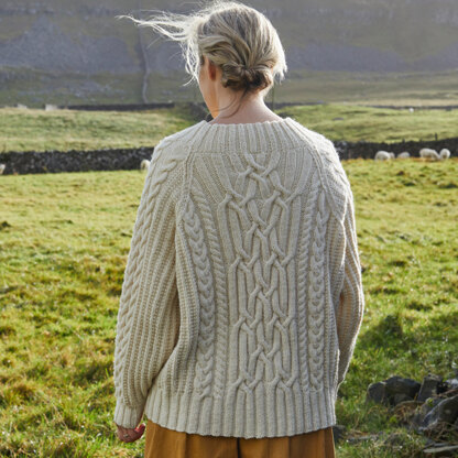 Cabled Raglan Sweater -  Knitting Pattern for Women in Debbie Bliss British Wool Aran by Debbie Bliss