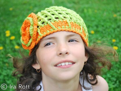Summer Beanie with Brim & Flower plus Brimless Option - Crochet PDF Pattern