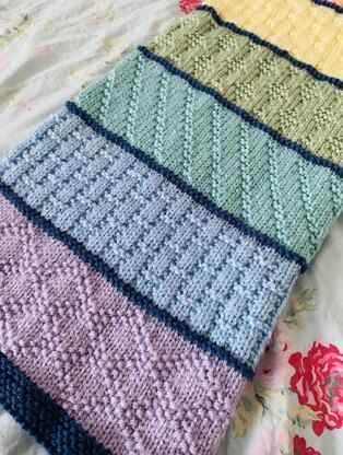 Colorful Sample Blanket Knitting pattern by Knit Sew Make | LoveCrafts