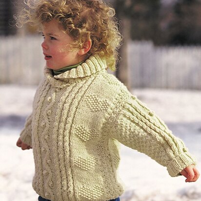 Cables and Hearts Child's Pullover in Patons Classic Wool Worsted