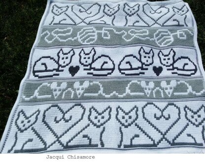 Whimsical Kitty Blanket - Overlay Mosaic Crochet
