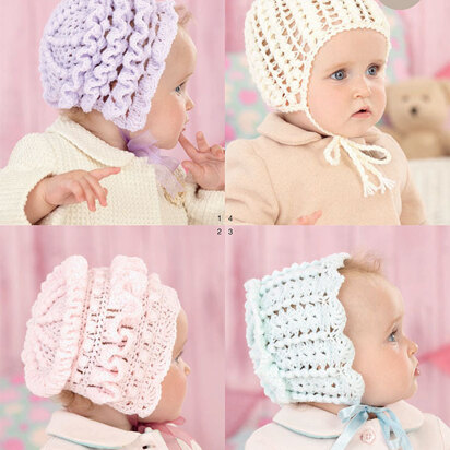 Baby’s Bonnets and Helmet in Sirdar Snuggly Pearls DK - 4549 - Downloadable PDF
