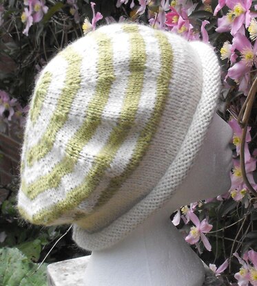 STRIPEY ROLL BRIM TAM SLOUCH KNITTING PATTERN - MADMONKEYKNITS