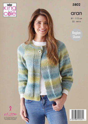 Cardigan, Sweater and Cowl Knitted in King Cole Acorn Aran - 5802 - Downloadable PDF