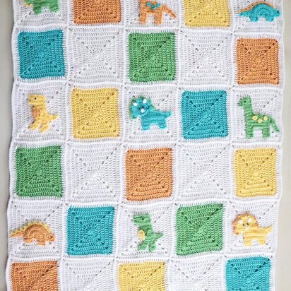 Dinosaur Granny Square Blanket