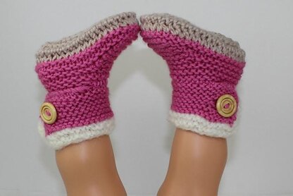 Chunky Baby Fur Trim One Button Booties