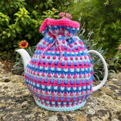 Lilac Speckled Rib 4 Cup Teapot Cosy Knitting Pattern