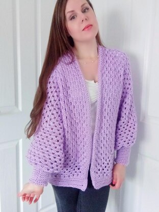 Crochet Lilac Hexagon Cardigan Pattern