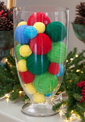 Scrap Wrapped Holiday Balls in Red Heart Super Saver Economy Solids - LW2665