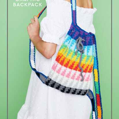 "Graphic Backpack" - Free Bag Crochet Pattern in Paintbox Yarns Cotton Aran - COT-AR-CRO-ACC-001