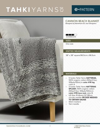Cannon Beach Blanket - Afghan Knitting Pattern for Home in Tahki Yarns Hatteras & Hatteras Splash by Tahki Yarns