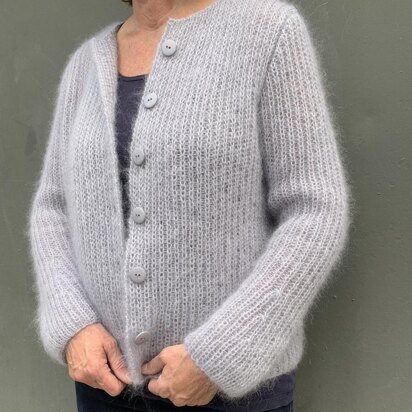 Mohair-Strickjacke in Halbpatent