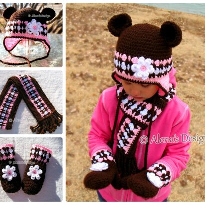 Bear Hat, Children's Mittens, and Scarf