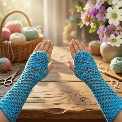 A crochet Blue gloves Pattern + Video Tutorial