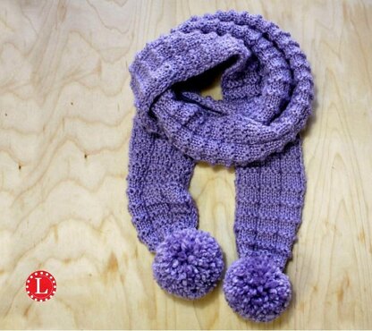 Loom Knit Pom Pom Scarf