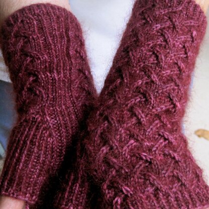 Fuzzy Zig Zag Lace Fingerless Mitts