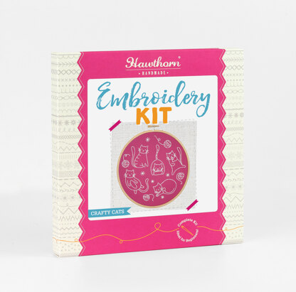 Hawthorn Handmade Crafty Cats Embroidery Kit - 7in