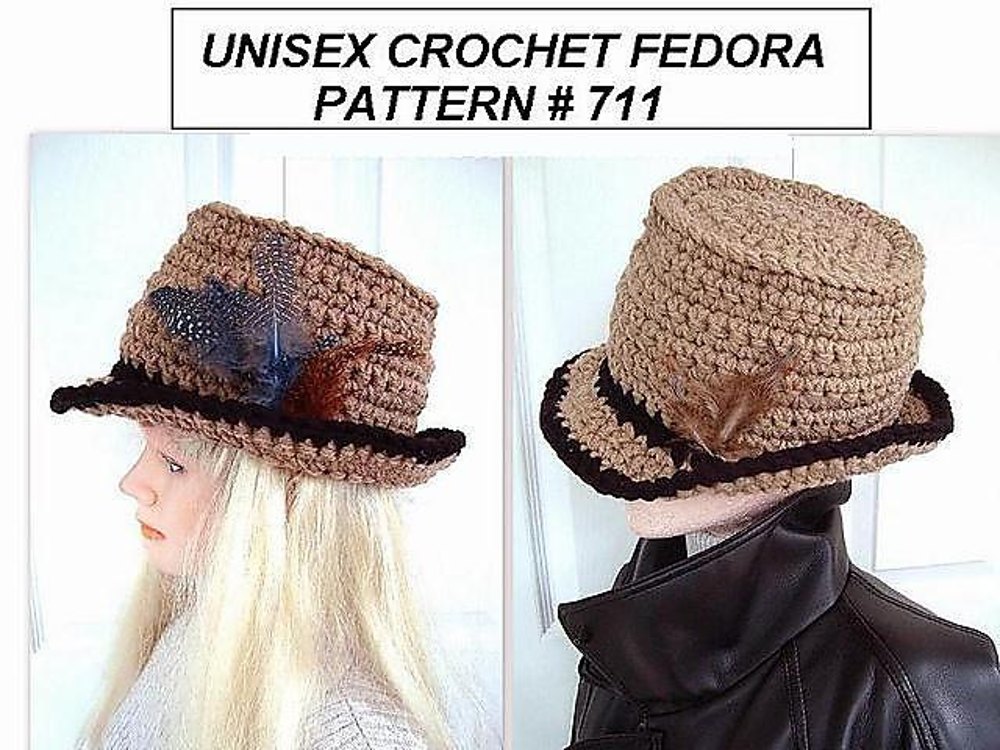 Crochet mens best sale fedora hat pattern