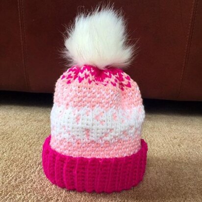 Fair Isle Tri-Color Crochet Hat