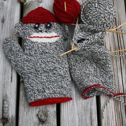 Lined Sock Monkey Mitten