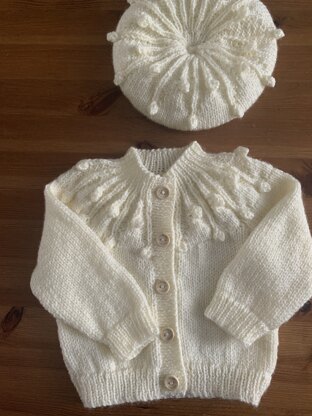 Baby girls cardigan and beret