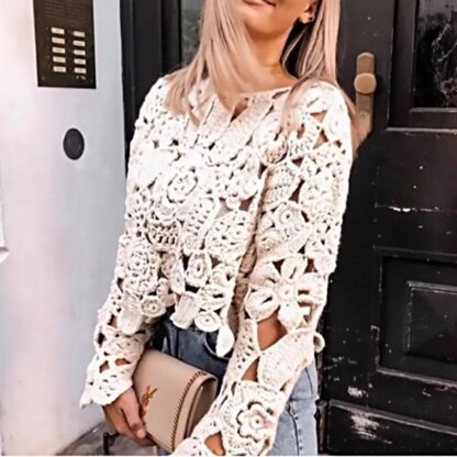 Boho Crochet Lace Oversized Sweater
