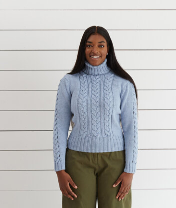 Cropped Cable Sweater - Knitting Pattern For Women in Debbie Bliss Cashmerino Aran by Debbie Bliss