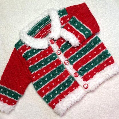 Snowflake Collar Christmas baby cardigan