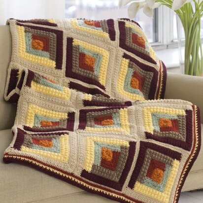 Autumn Log Cabin Throw in Red Heart Super Saver Economy Solids - WR1846