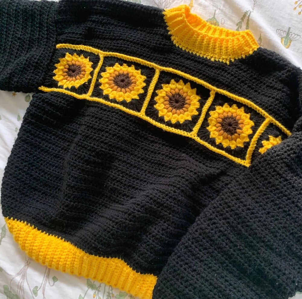 Embroidered best sale sunflower sweater