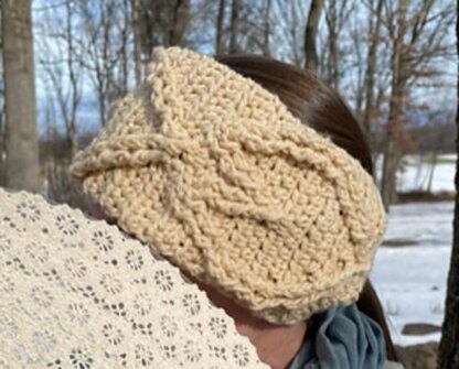 Cabled Heart Ponytail Ear Warmers