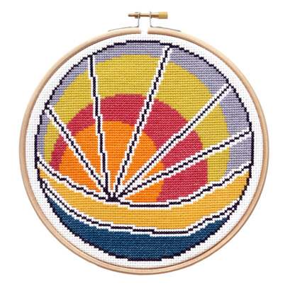 Hawthorn Handmade Sunset Beach Cross Stitch Kit - 16cm in diameter