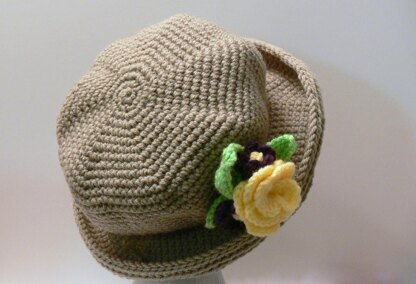 Rose & Violets Flower Brimmed Hat Girls - Ladies L