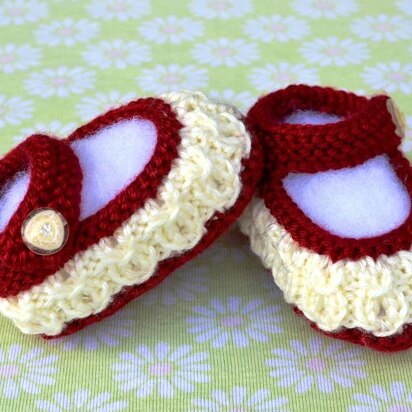 Mock Cables Mary Jane Baby Booties