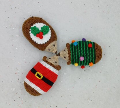 PDF Christmas Hedgehog Knitting Pattern Gift Bag/Toy Selection Box Chocolate Santa Christmas Tree Christmas Pudding