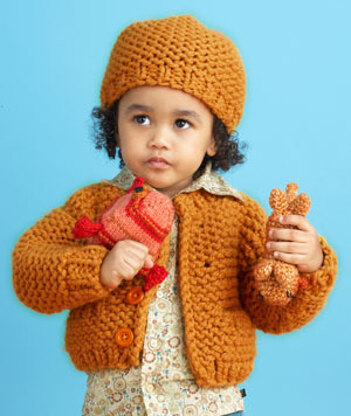 Sandbox Cardi and Hat in Lion Brand Wool-Ease Thick & Quick - 81083B