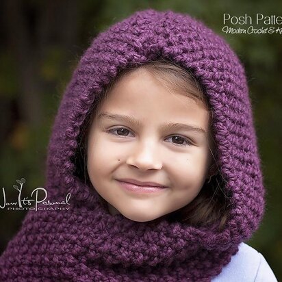 Easy Knit Hooded Scarf Cowl Knitting Pattern 128