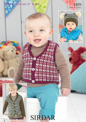 Cardigan, Waistcoat and Hat in Sirdar Snuggly DK - 4489 - Downloadable PDF