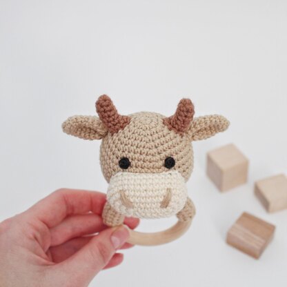 Bull crochet pattern rattle Sensory toy cow Amigurumi pattern farm animal
