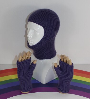 Adult & Teen Aran Rib Balaclava & Matching Gloves