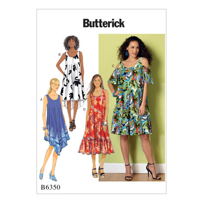 Butterick Misses' Sleeveless and Cold Shoulder Dresses B6350 - Sewing Pattern