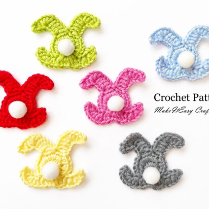 Crochet bunny applique Easter rabbit embellishment Crochet patch Baby shower Bunny garland Card topper Easter decoration